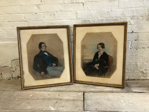 Pair of portraits of husband & wife from North Hykeham, Lincolnshire, 1848