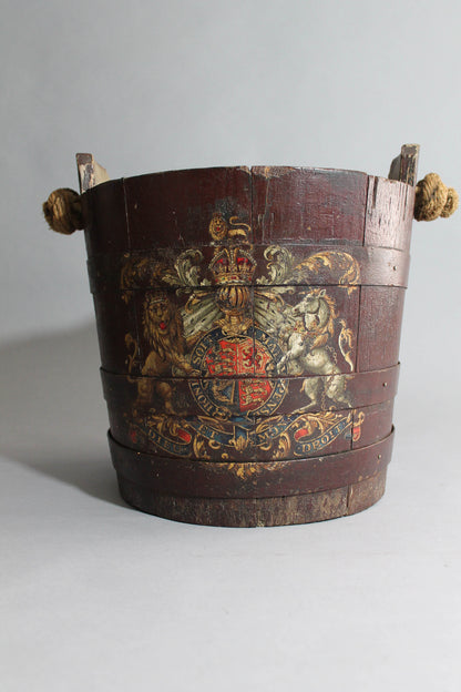 19th century wooden bucket with Royal coat of arms