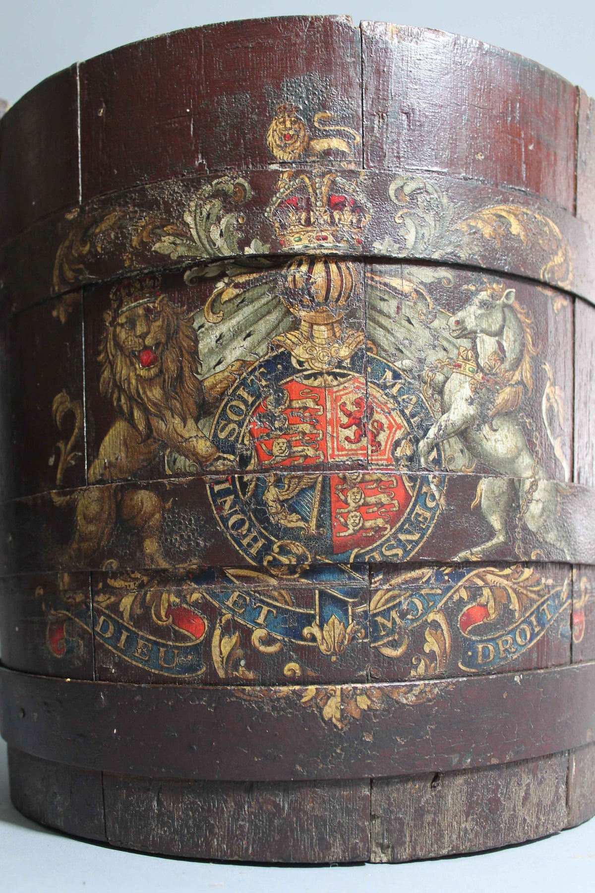 19th century wooden bucket with Royal coat of arms