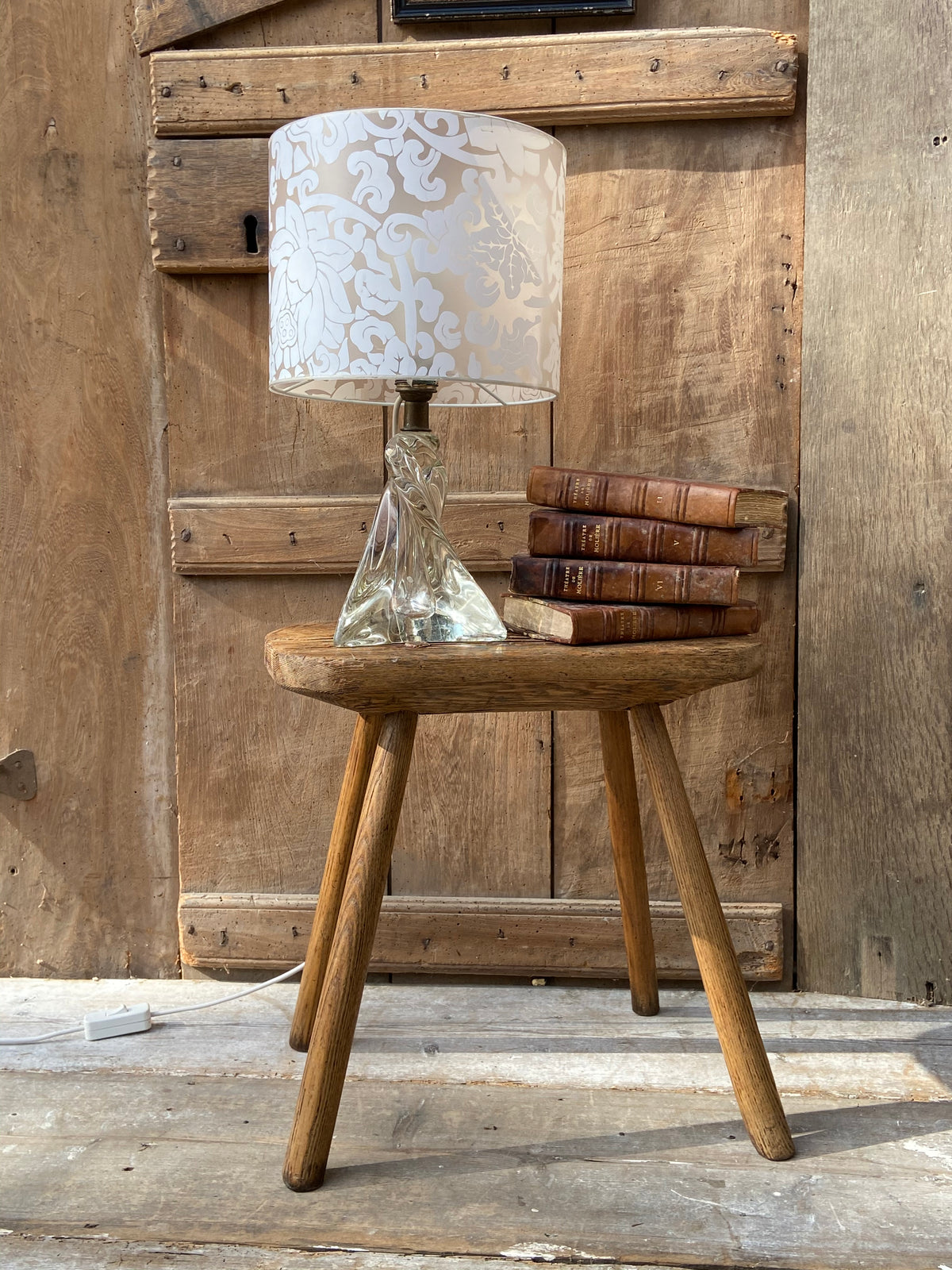 Large George III  oak and ash stool