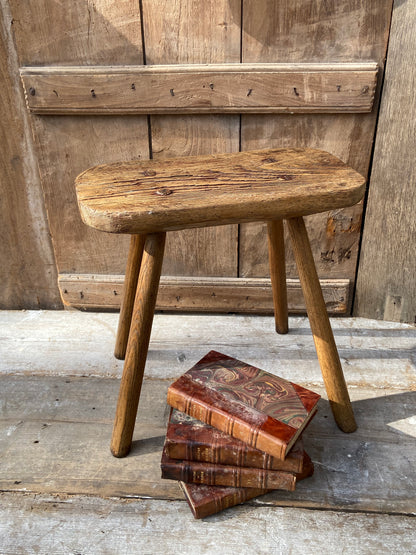 Large George III  oak and ash stool