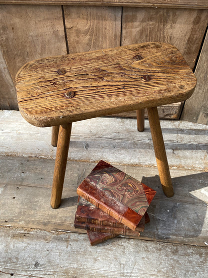 Large George III  oak and ash stool