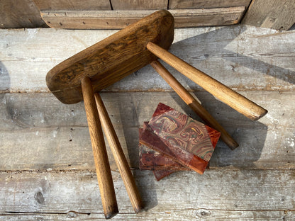 Large George III  oak and ash stool