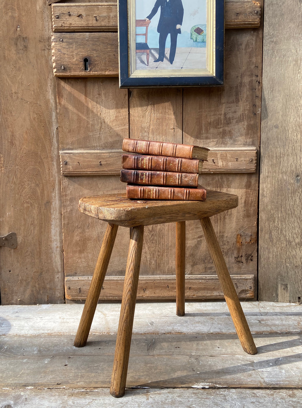Large George III  oak and ash stool