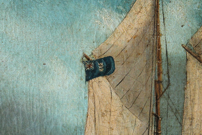 Primitive study of a ship, oil on canvas