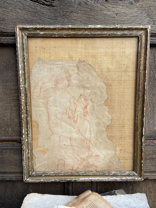A Georgian red chalk study of a lady and child
