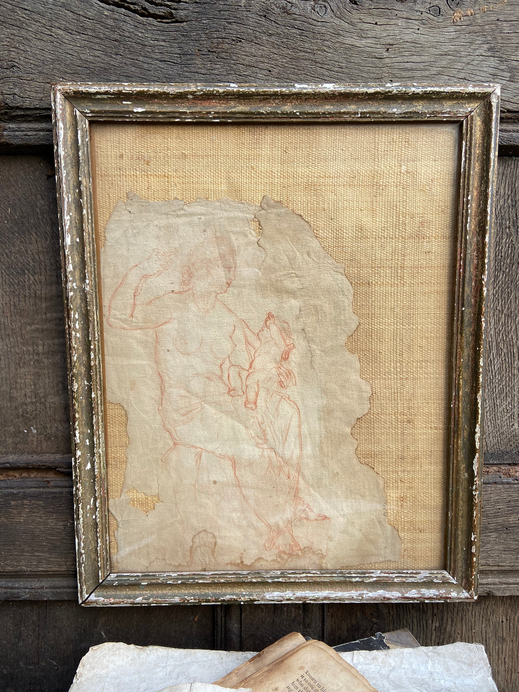 A Georgian red chalk study of a lady and child