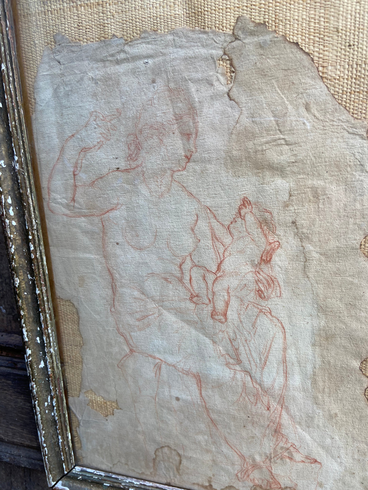 A Georgian red chalk study of a lady and child