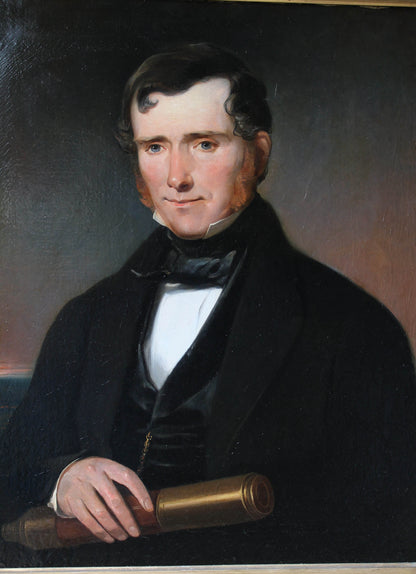 Pair of oil on canvas portraits of a Scottish ship's captain and his wife