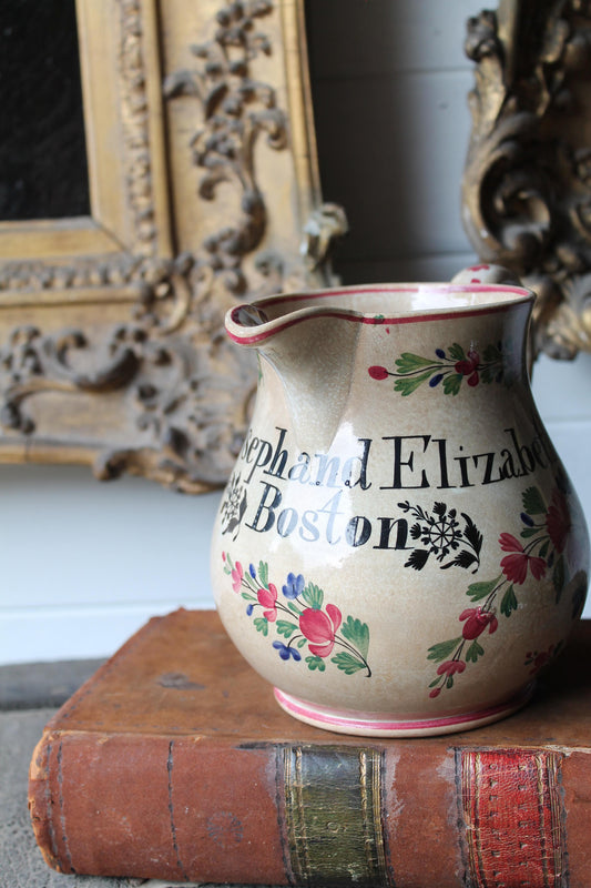 19th century marriage jug 'Joseph and Elizabeth Boston'