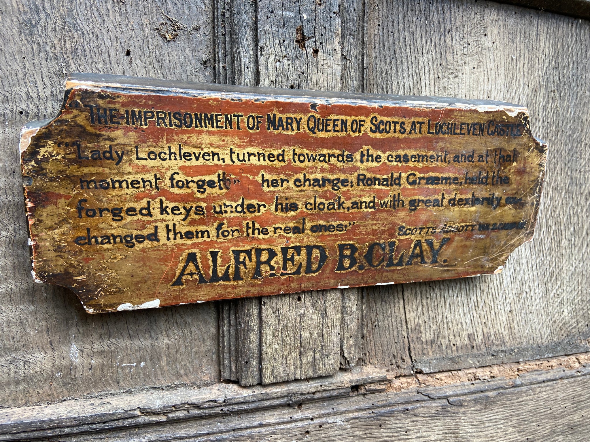 19th c plaque from 'The Imprisonment of Mary Queen of Scots at Lochleven Castle'