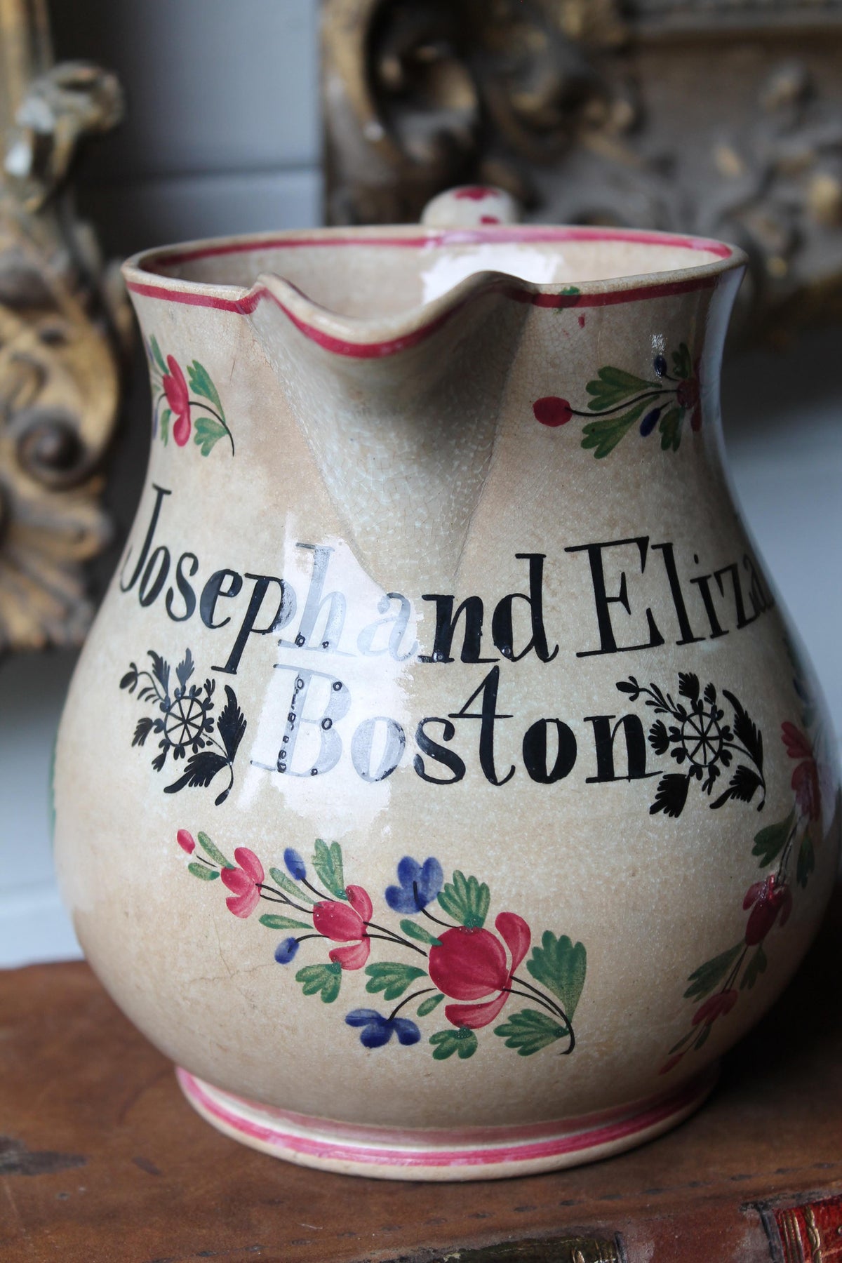 19th century marriage jug 'Joseph and Elizabeth Boston'
