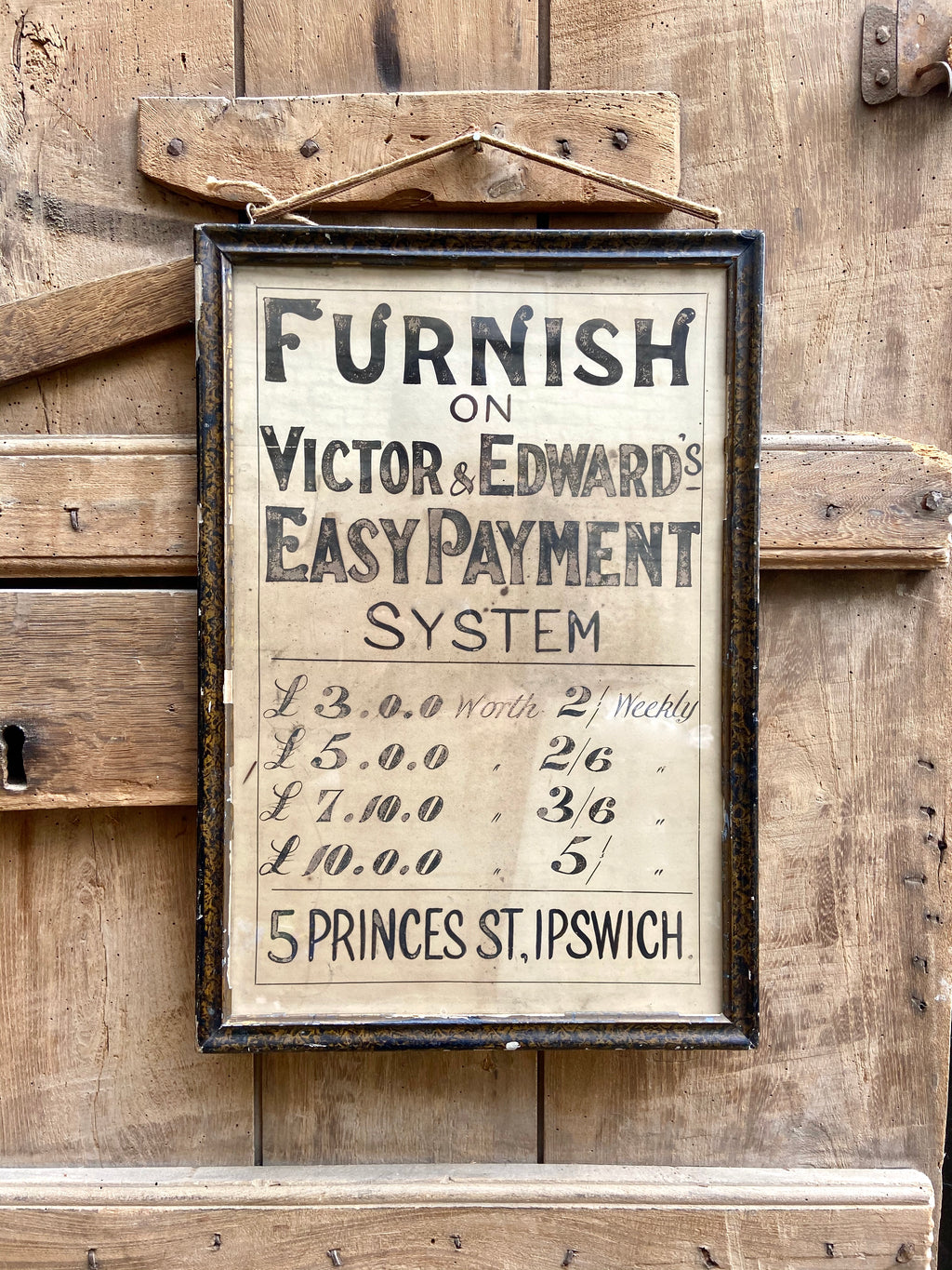 Original Victorian furniture Suffolk shop advertising poster c. 1894