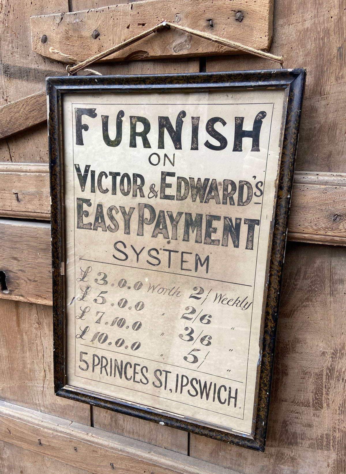 Original Victorian furniture Suffolk shop advertising poster c. 1894