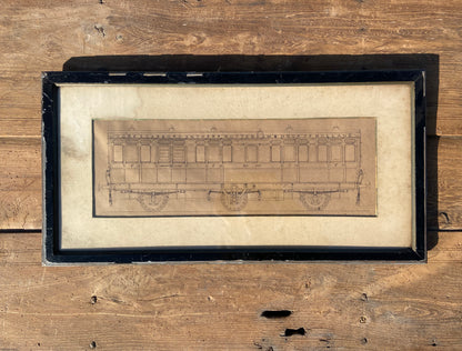 A draughtsman's orginal pen & ink drawing of a railway carriage c. 1890