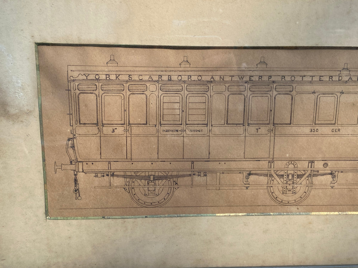 A draughtsman's orginal pen & ink drawing of a railway carriage c. 1890
