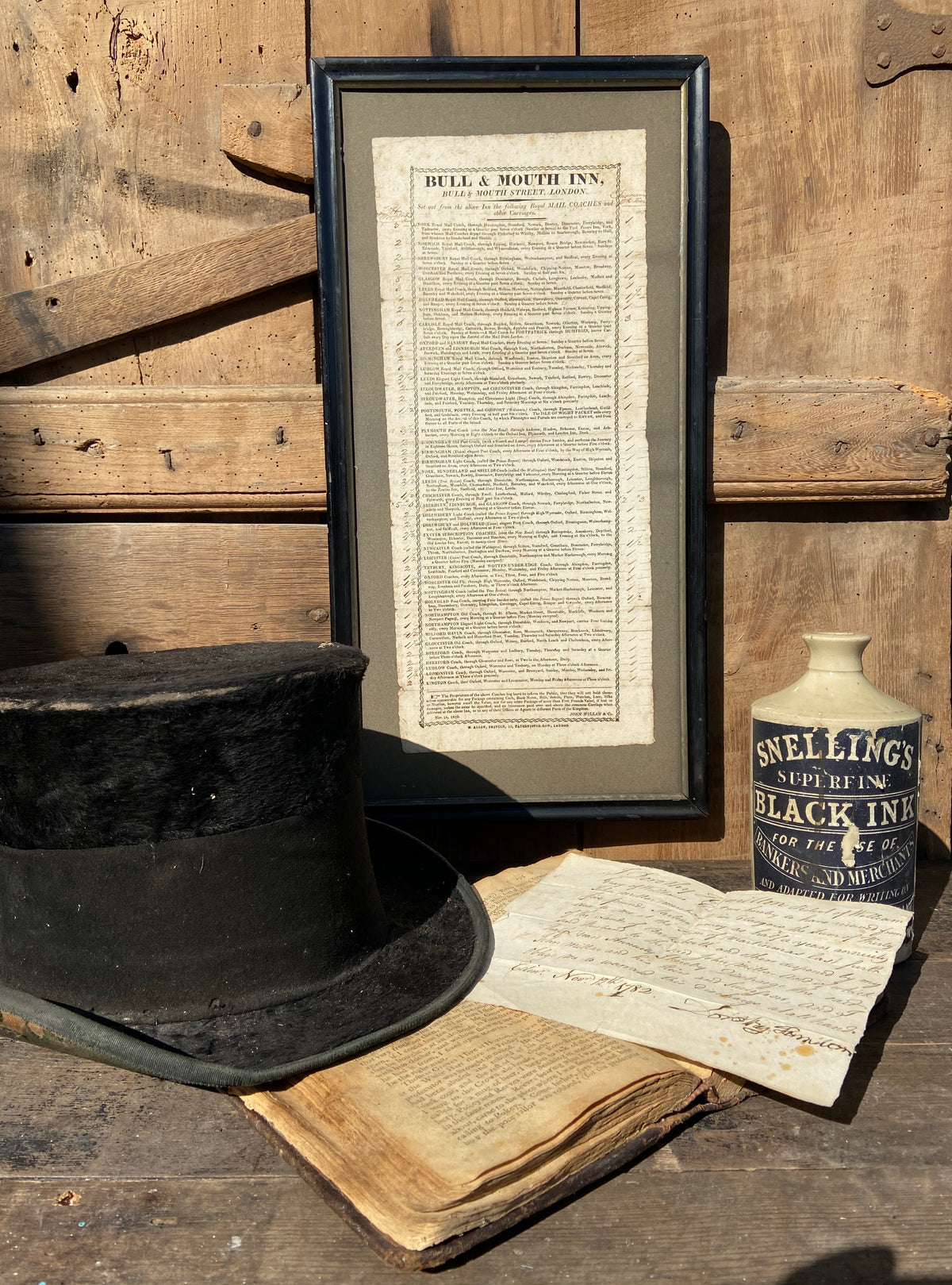 Georgian coaching inn broadside for the Bull & Mouth, London, 1816
