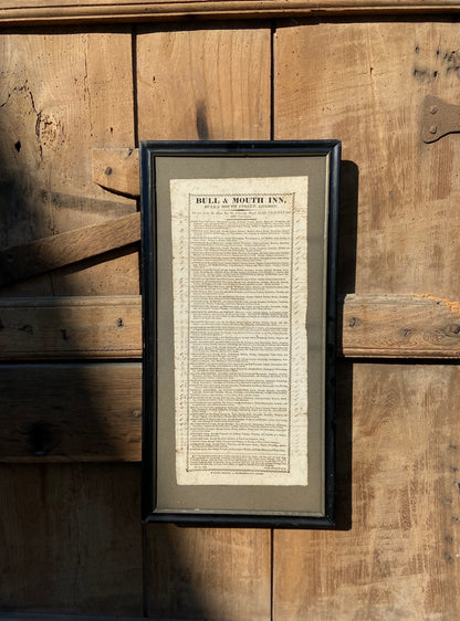 Georgian coaching inn broadside for the Bull & Mouth, London, 1816
