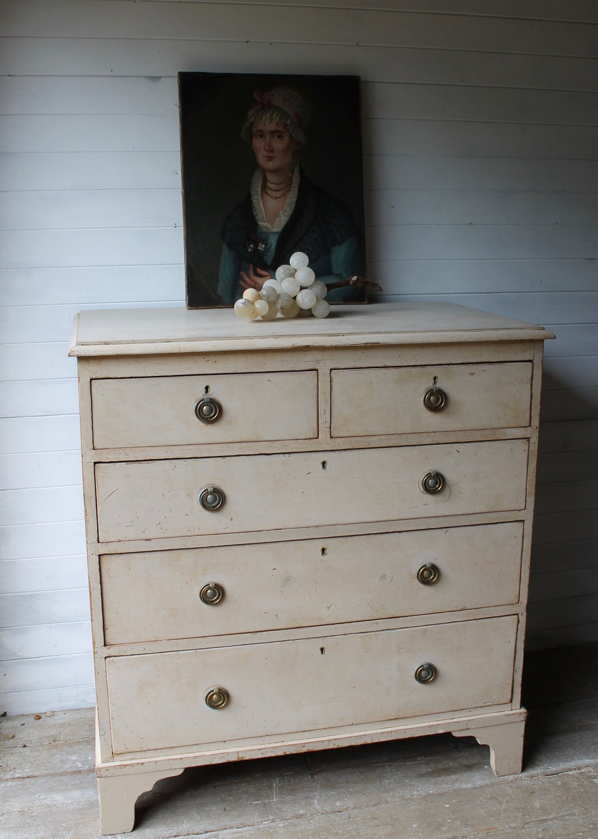 19th century chest of drawers washed back to the original paint