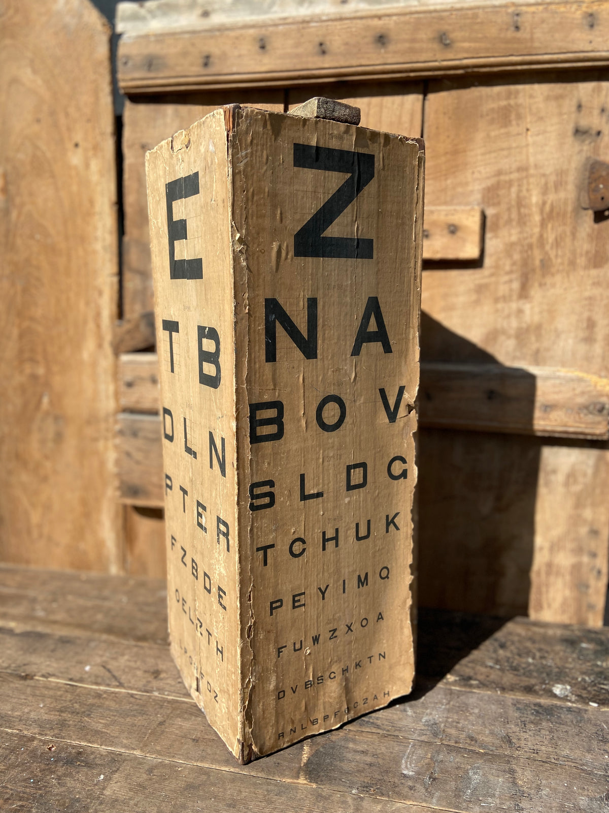 Four sided opticians snellen chart by Down Brothers of St. Thomas Street, London