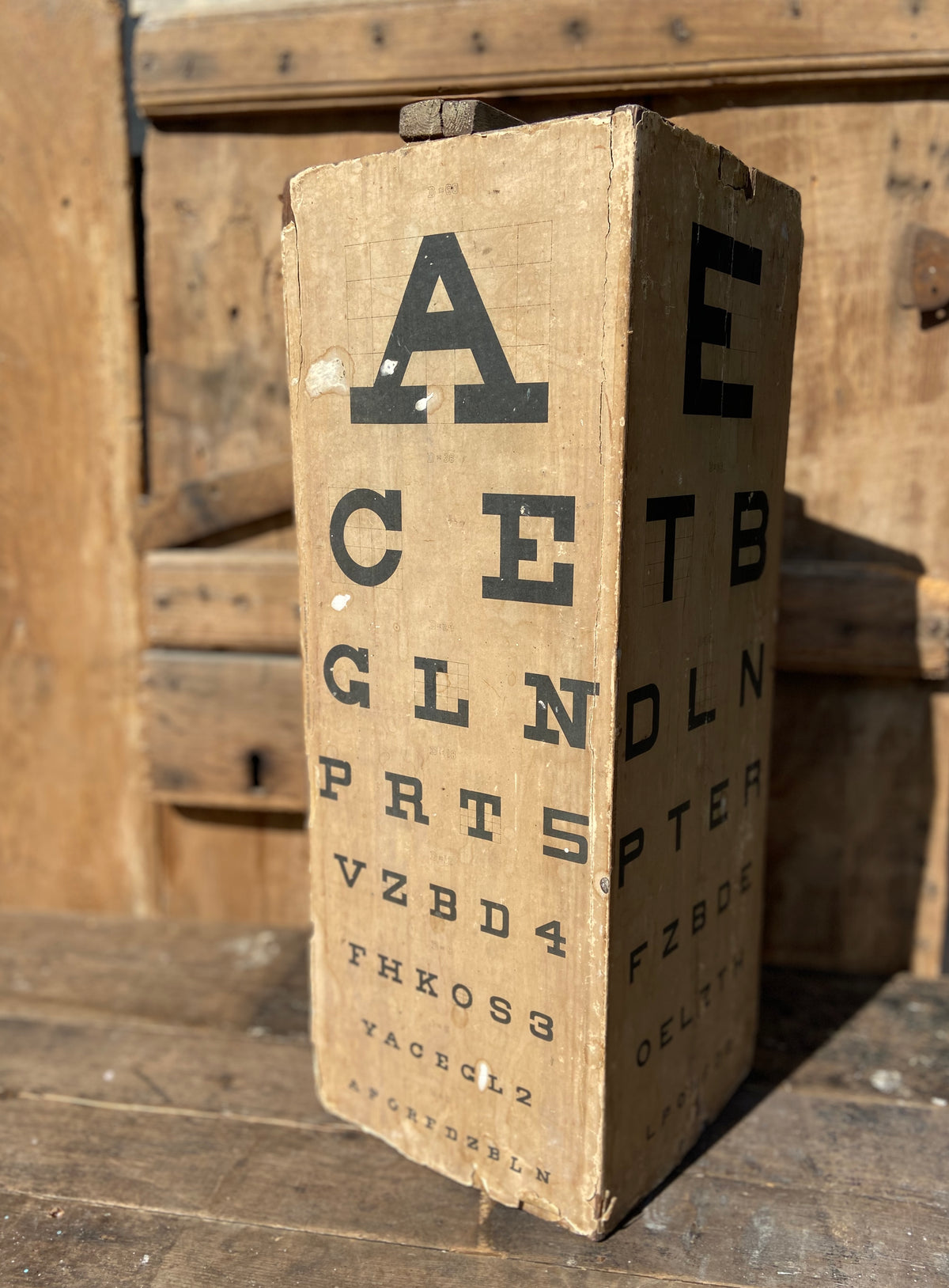 Four sided opticians snellen chart by Down Brothers of St. Thomas Street, London