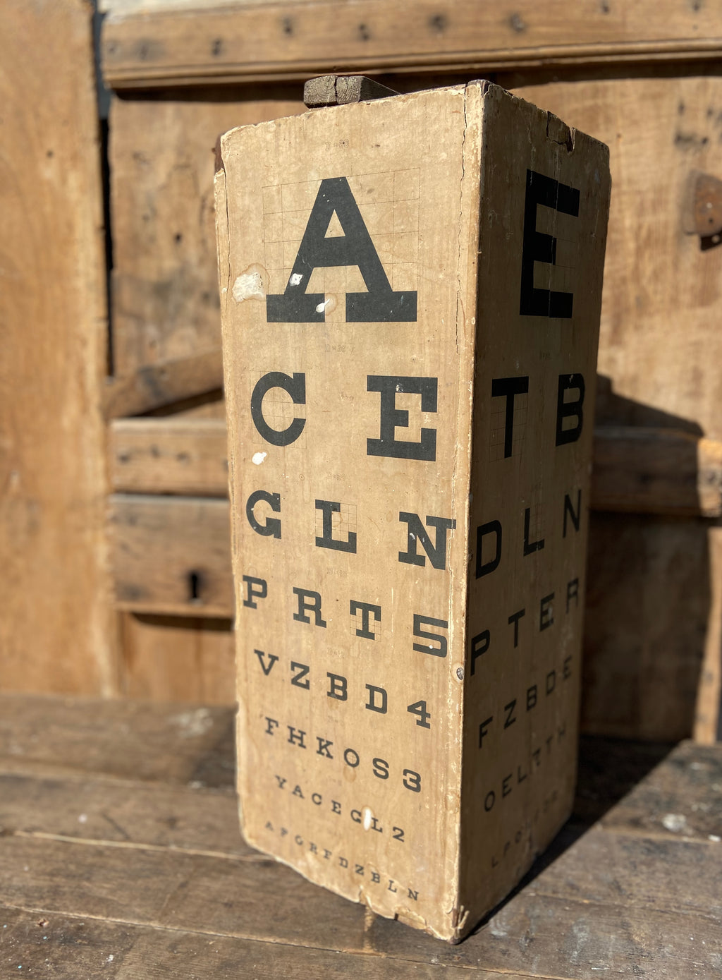 Four sided opticians snellen chart by Down Brothers of St. Thomas Street, London
