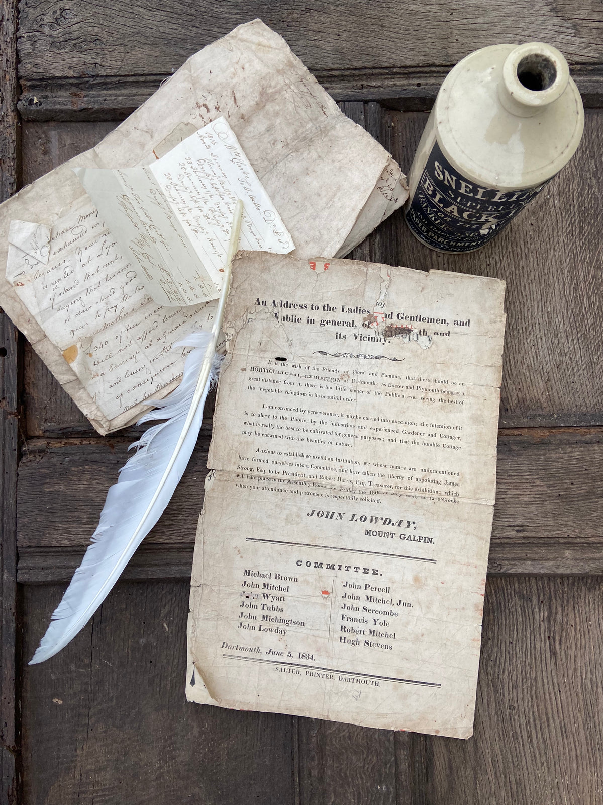 An 1834 horticultural broadside from Dartmouth, Devon