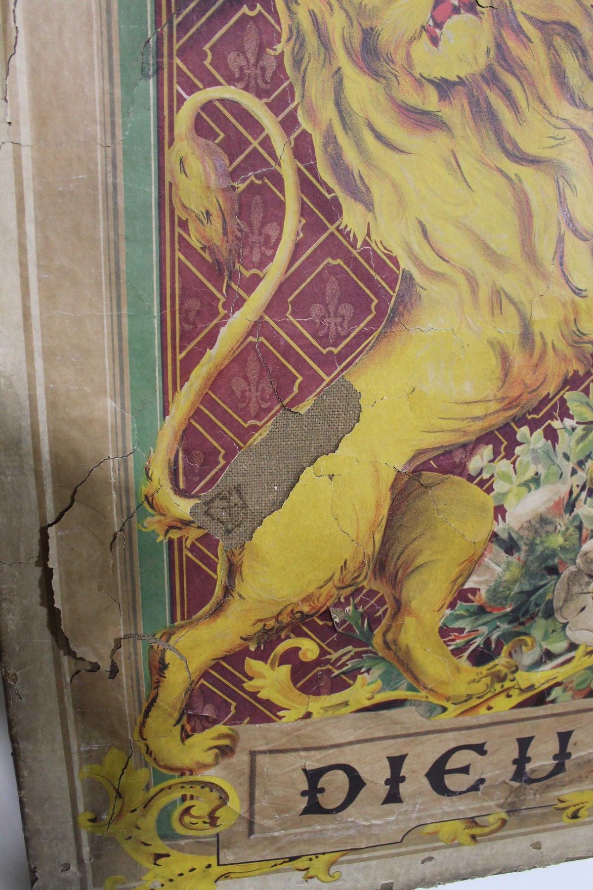 A rare large George V 1911 Coronation poster mounted on canvas