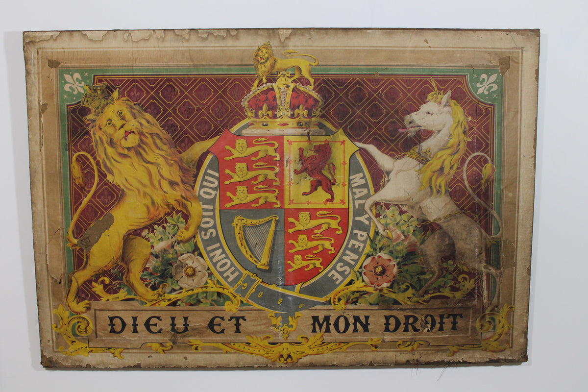 A rare large George V 1911 Coronation poster mounted on canvas