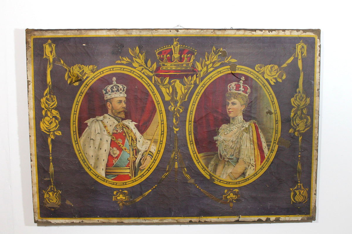 A single rare large George V 1911 Coronation poster mounted on canvas