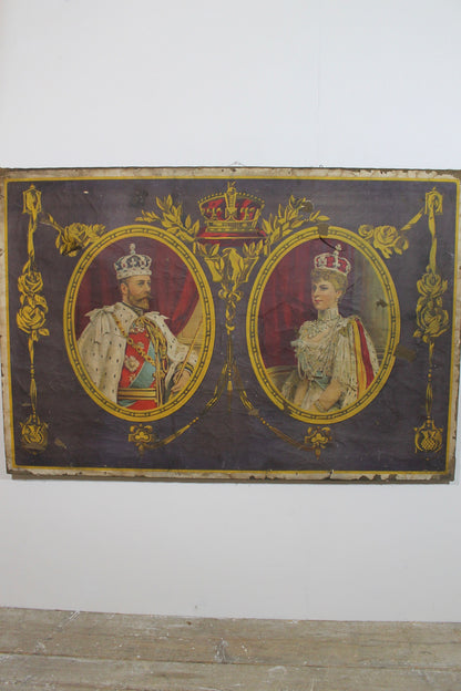 A single rare large George V 1911 Coronation poster mounted on canvas