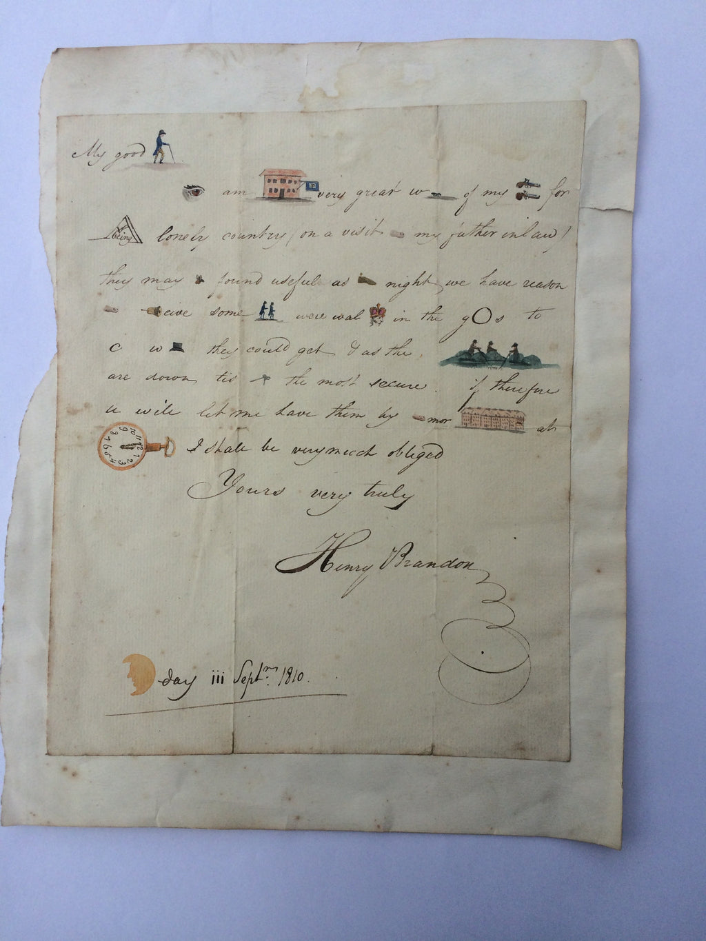 A rare Georgian pictoral letter