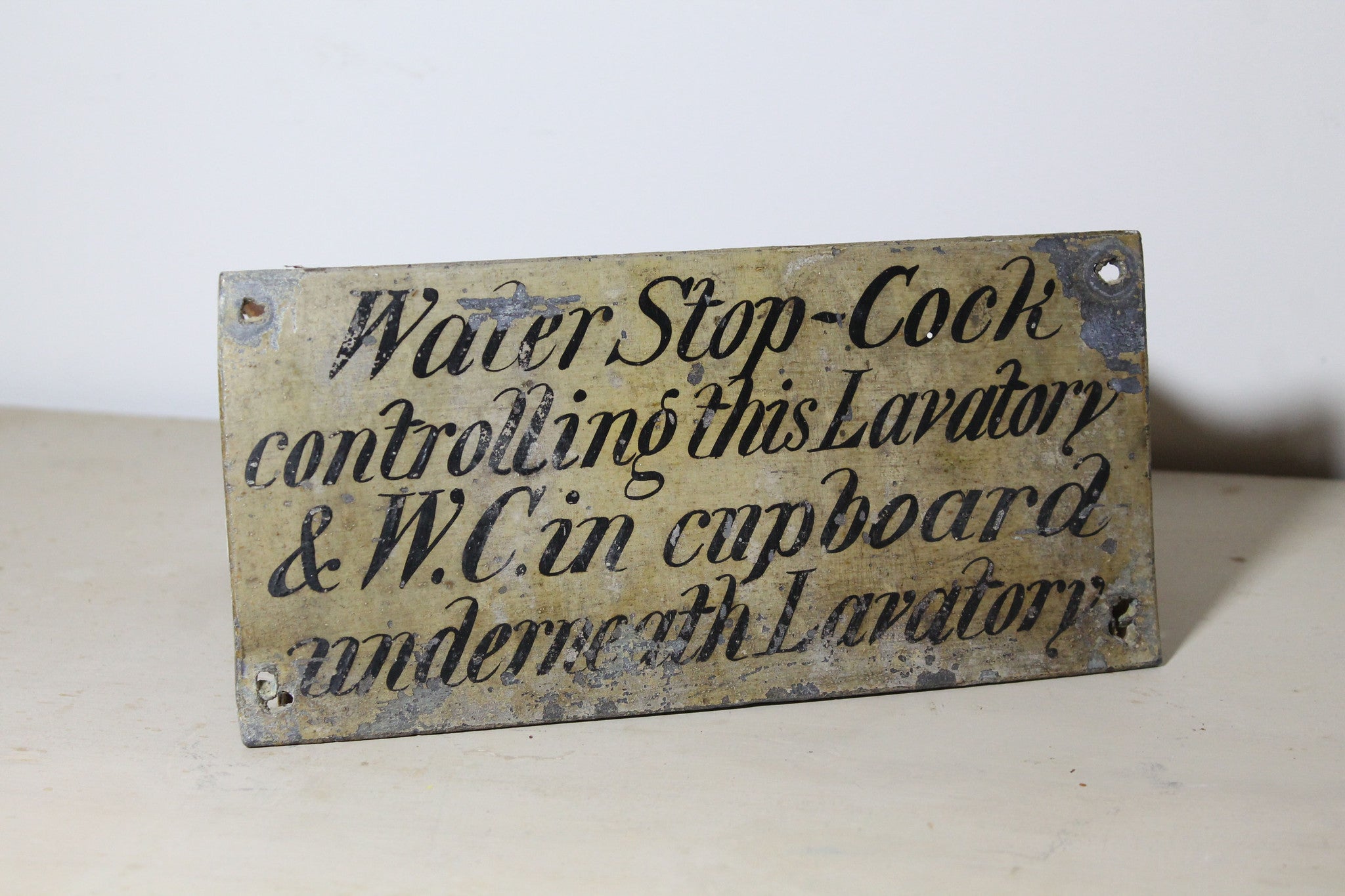 19th century lead English country house  water closet sign