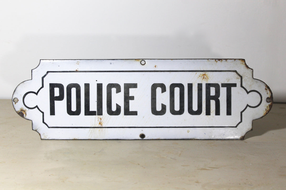 1930s enamel Police Court sign
