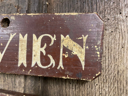 A set of 4 Victorian painted farmhouse shippon cattle name signs