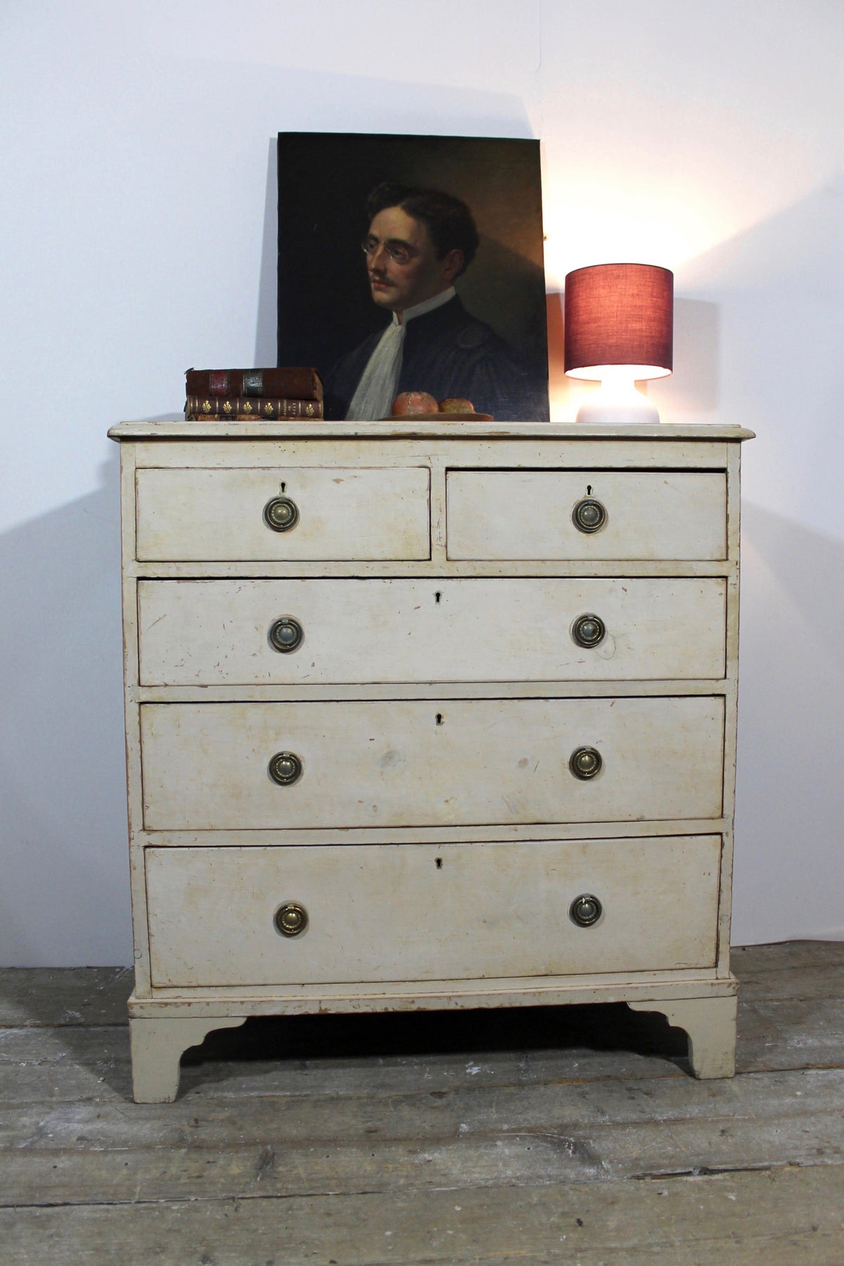 19th century chest of drawers washed back to the original paint
