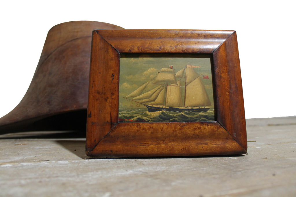 Mid 19th c oil on copper study of a British ship