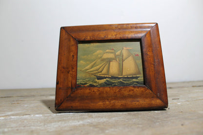 Mid 19th c oil on copper study of a British ship