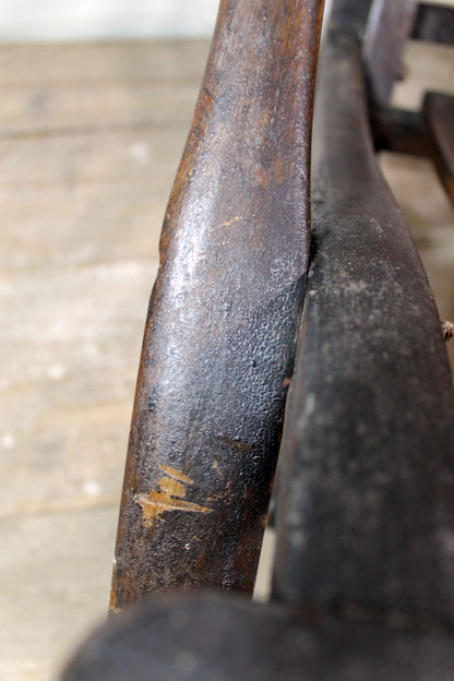 19th century steamer chair with carved dated & initialled crest