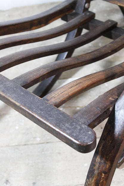 19th century steamer chair with carved dated & initialled crest