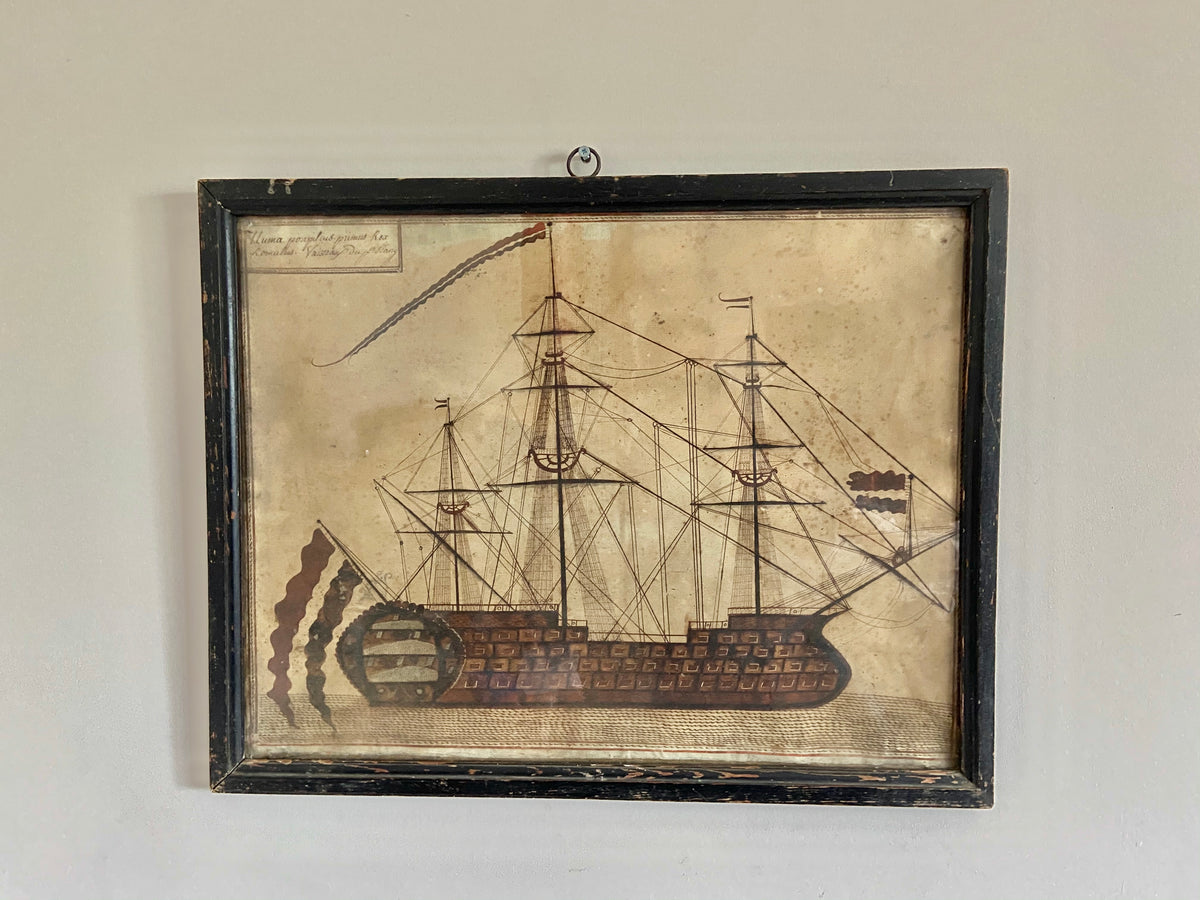 A fine Early 19th century primitive study of a ship