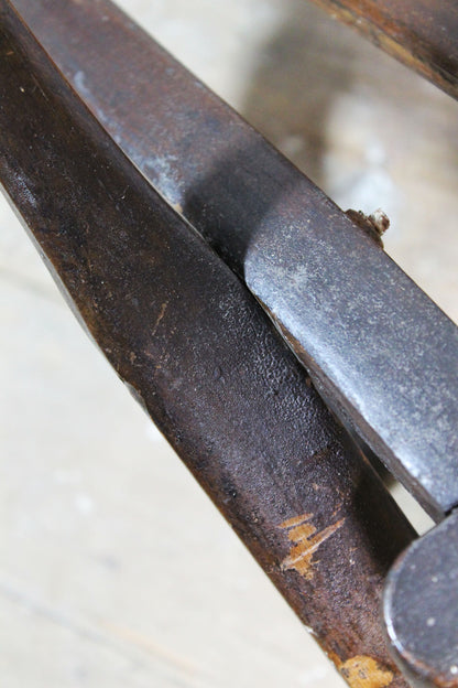 19th century steamer chair with carved dated & initialled crest