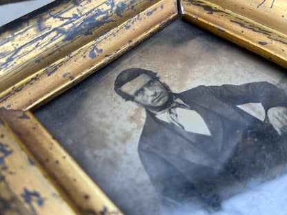 A mid 19th century  Collodion wet plate  process portrait of a gentleman