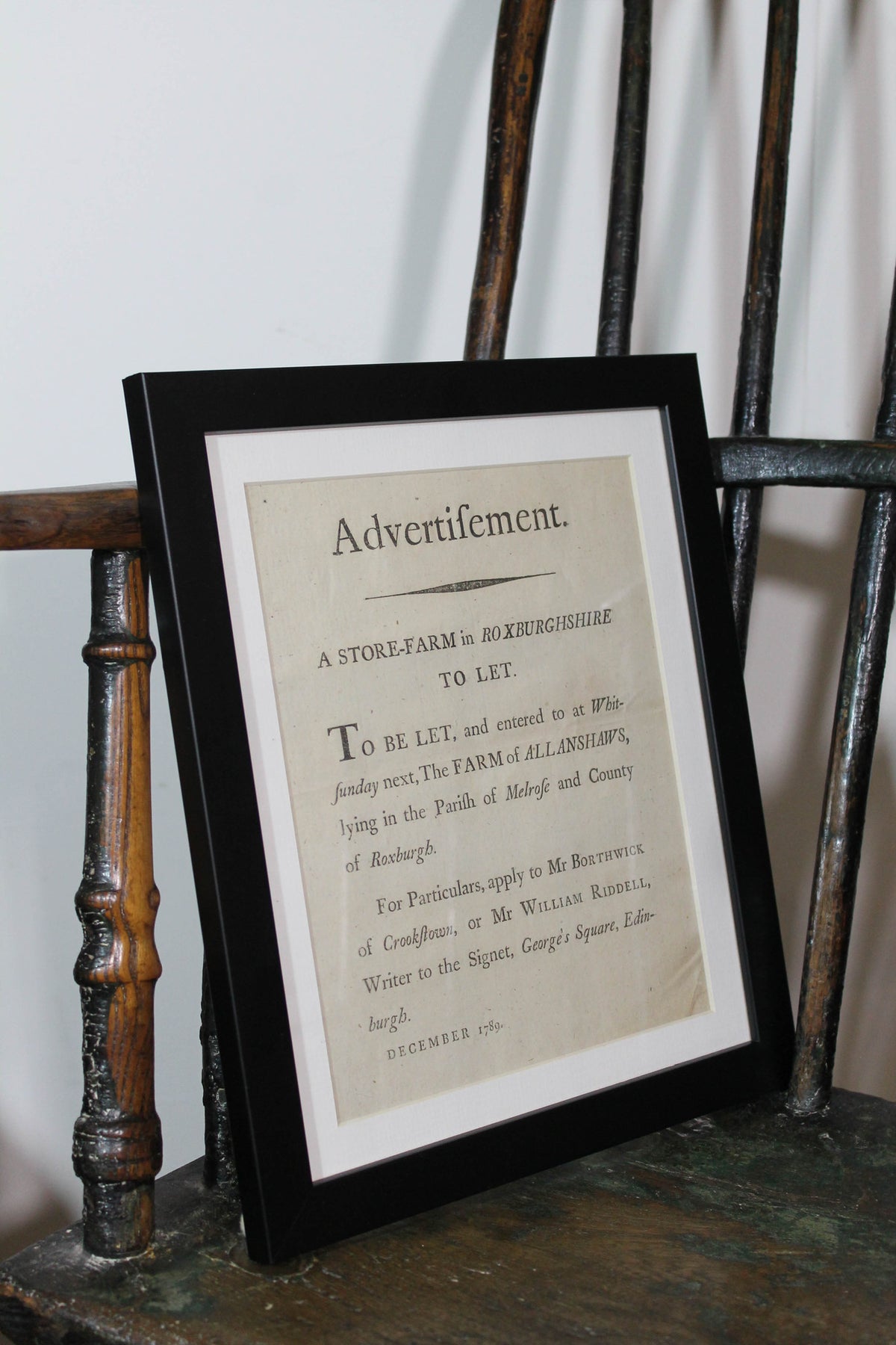 georgian Scottish farm advertising handbill, December 1789