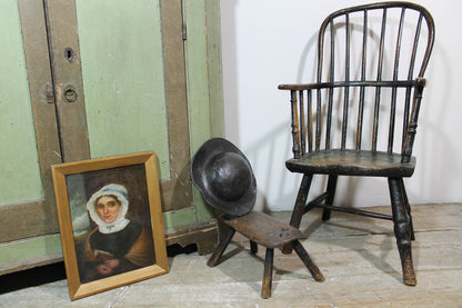 Primitive school oil on panel  portrait of a sea captain's wife c. 1840