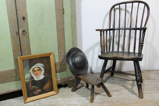 Primitive school oil on panel  portrait of a sea captain's wife c. 1840