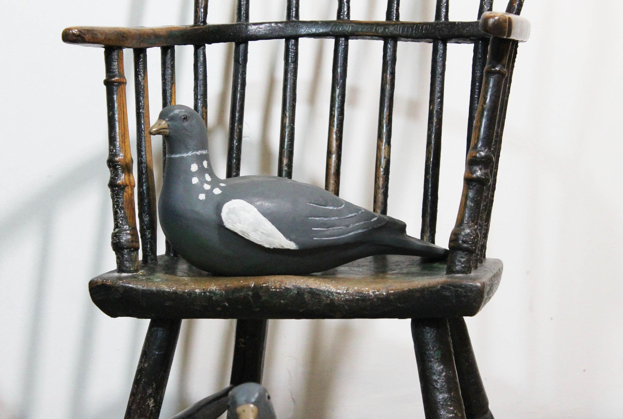 A pair of papier mache decoy pigeons from Plas Gwyn House, Anglesey