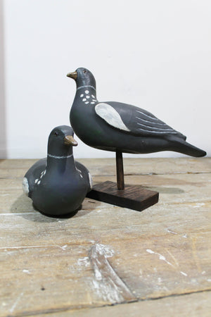 A pair of papier mache decoy pigeons from Plas Gwyn House, Anglesey