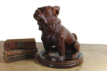19th c treacle glazed French bulldog  38 cm high