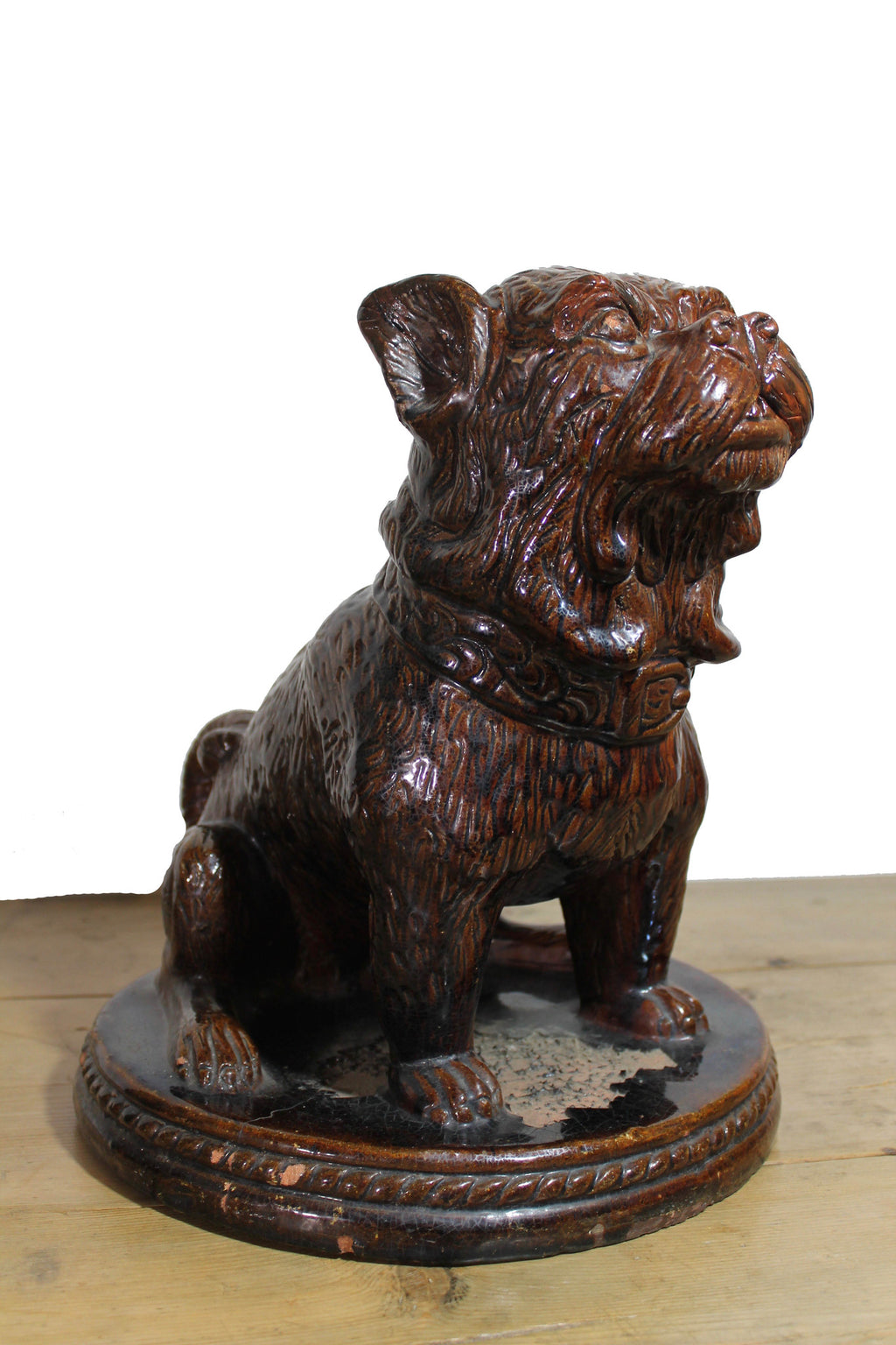 19th c treacle glazed French bulldog  38 cm high